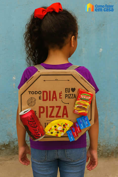 Mochila Maluca com Caixa de Pizza