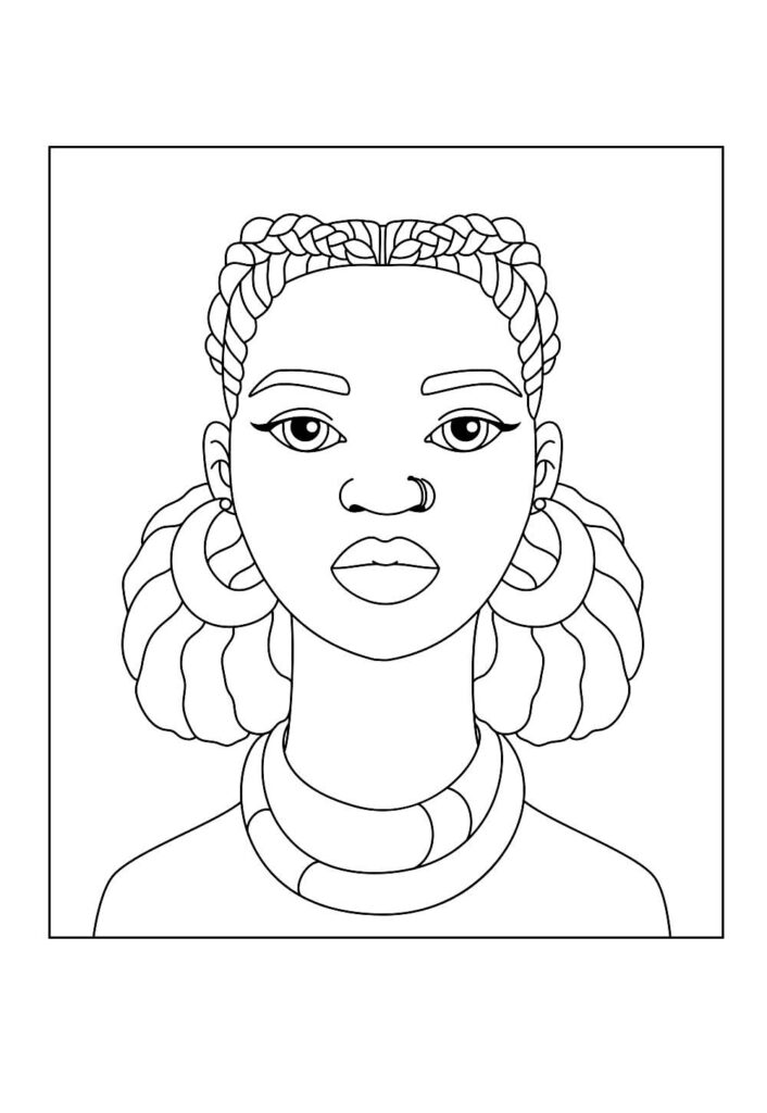 Desenho de Mulher Negra para pintar