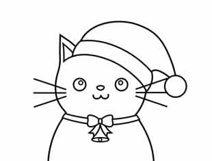 Desenhos de Gatinho de Natal para colorir