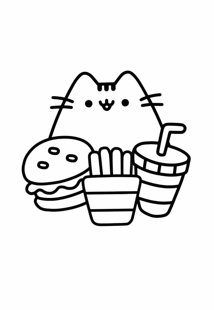 Desenho de Gatinho Kawaii para colorir
