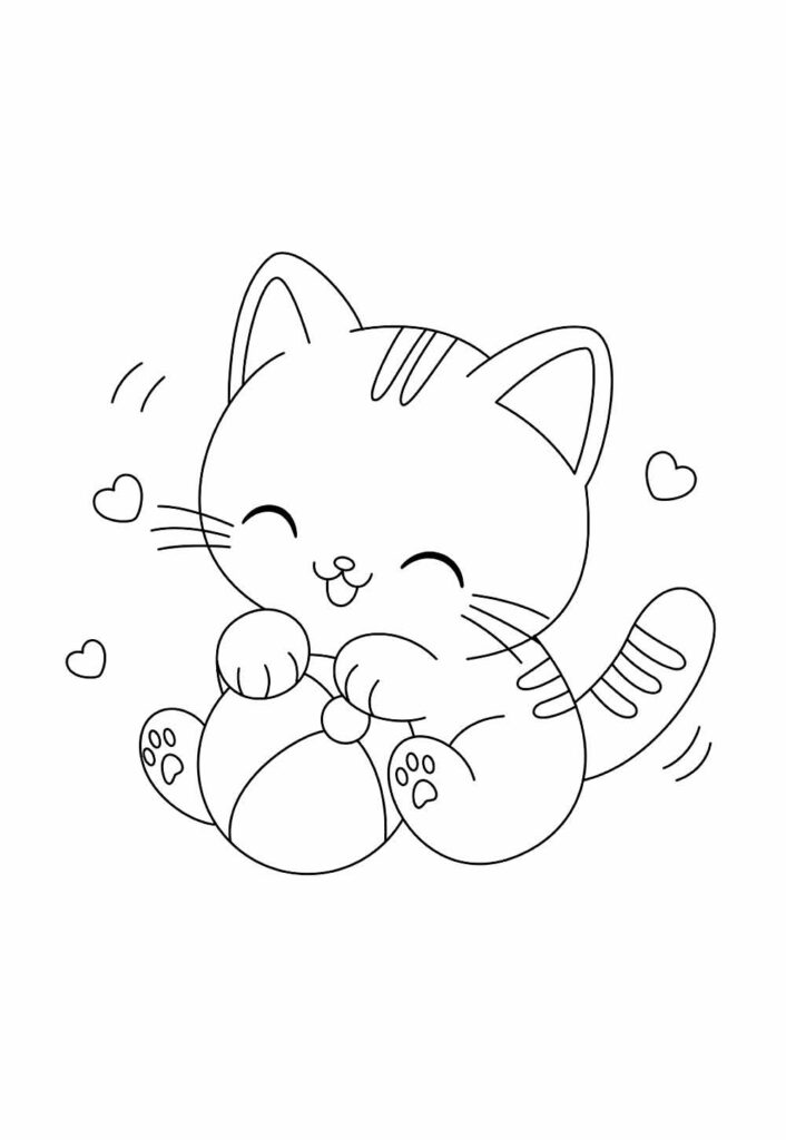 Desenho de Gatinho Kawaii para pintar
