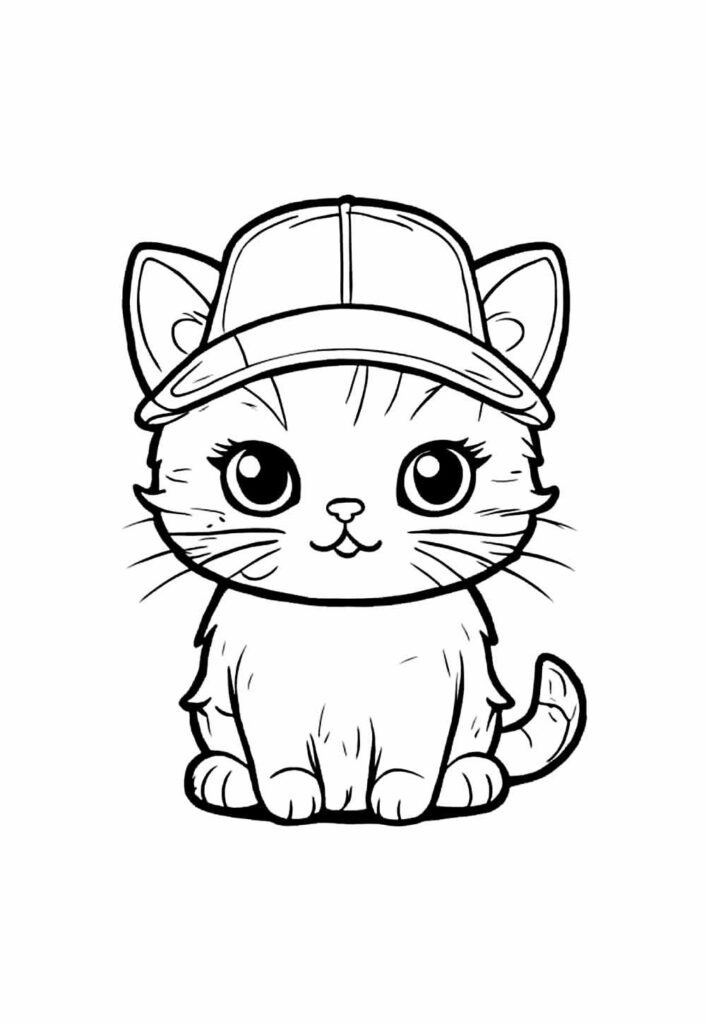 Desenho de Gato Kawaii para colorir