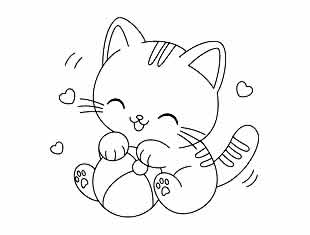 Desenhos de Gatinho Kawaii para colorir
