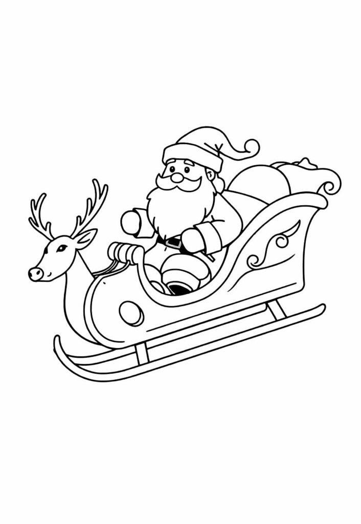 Desenho de Papai Noel e Rena para colorir