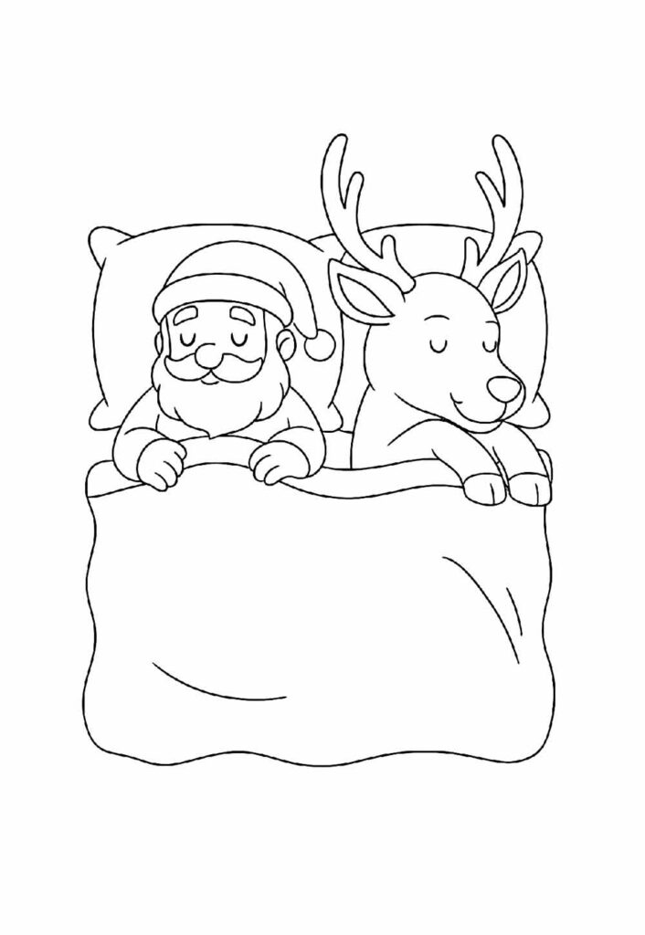 Desenho de Papai Noel e Rena para imprimir
