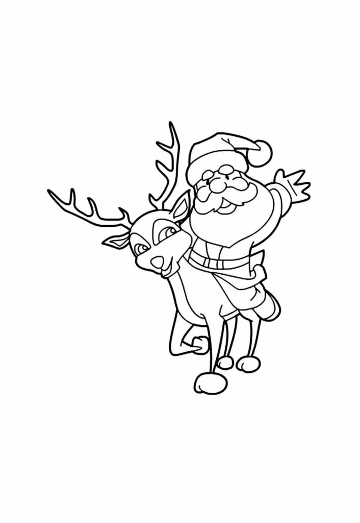 Desenho de Papai Noel e Rena