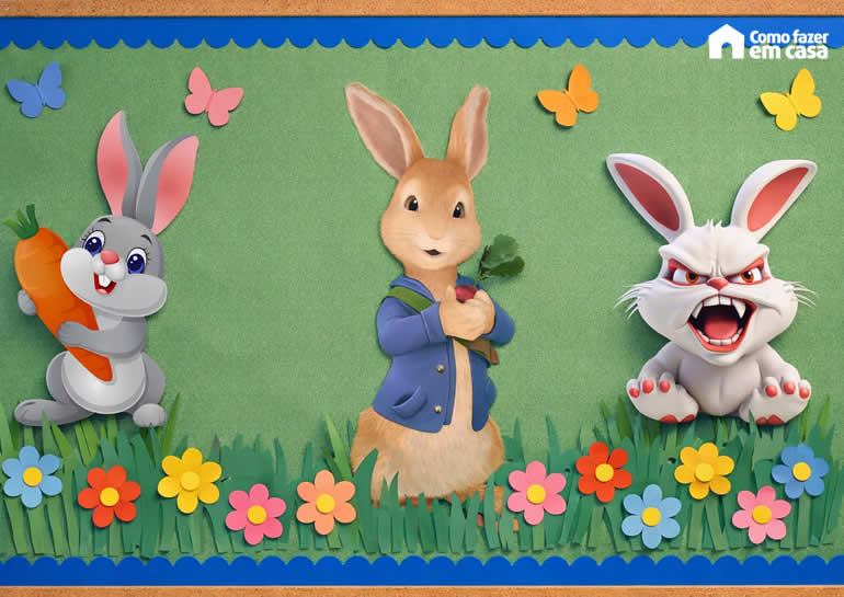 Molde de Coelho para Mural de Páscoa