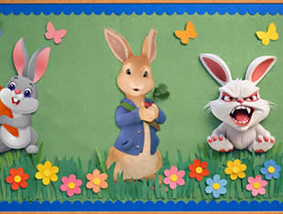 Molde de Coelho para Mural de Páscoa