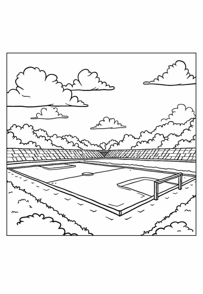 Desenho de Estádio de Futebol para colorir e pintar