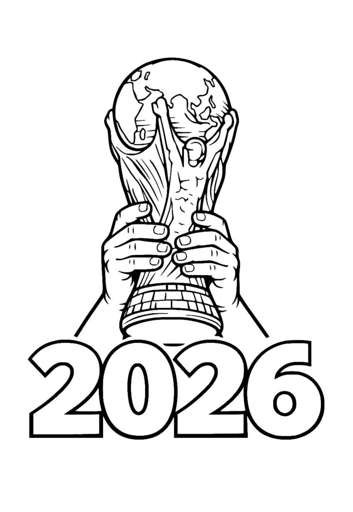 Desenho de Troféu da Copa do Mundo para colorir 2026