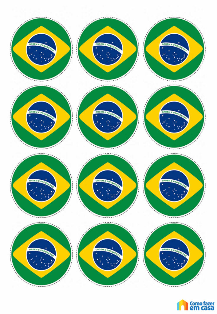 Moldes Pequenos Redondos da Bandeira do Brasil