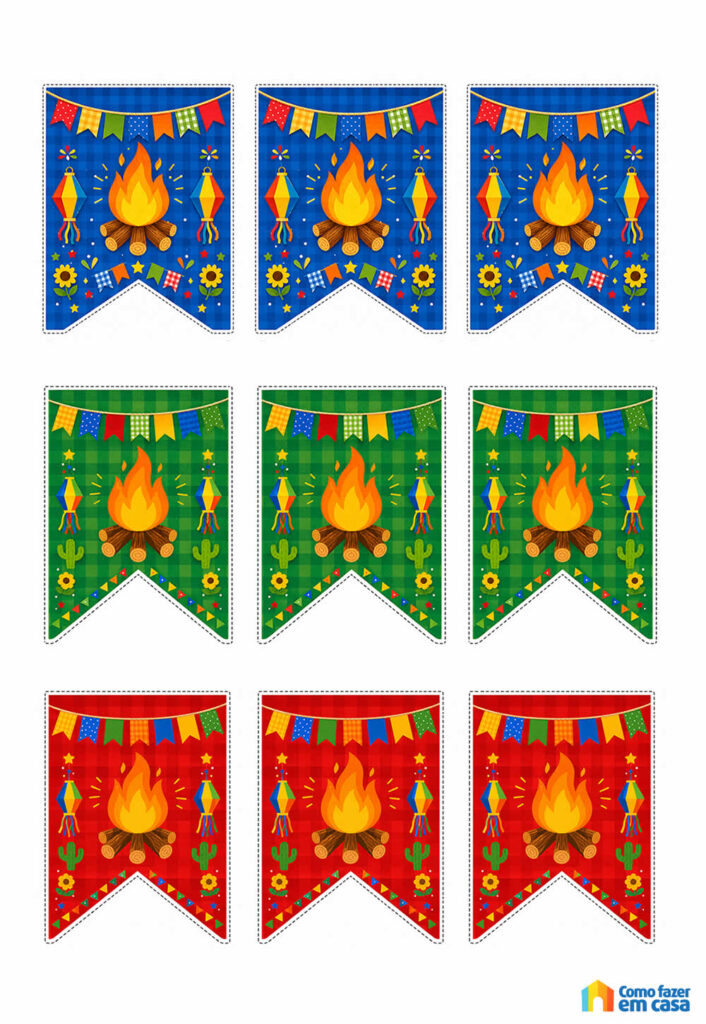 Moldes de Bandeirinhas Juninas para Imprimir