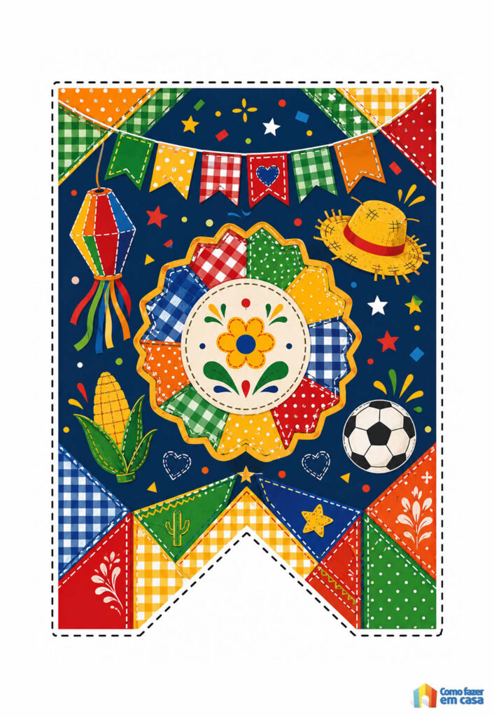 Molde de Bandeirinha Junina para Copa do Mundo