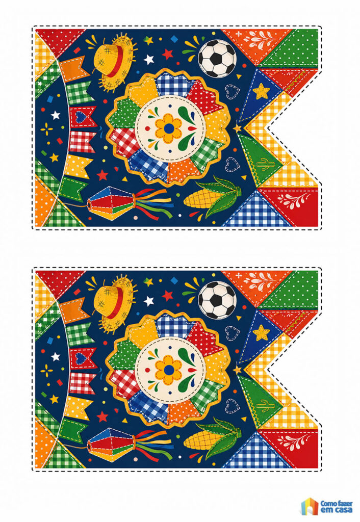 Moldes de Bandeirinhas Juninas para Copa