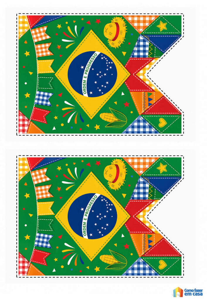 Moldes de Bandeirinhas Juninas para Copa do Mundo