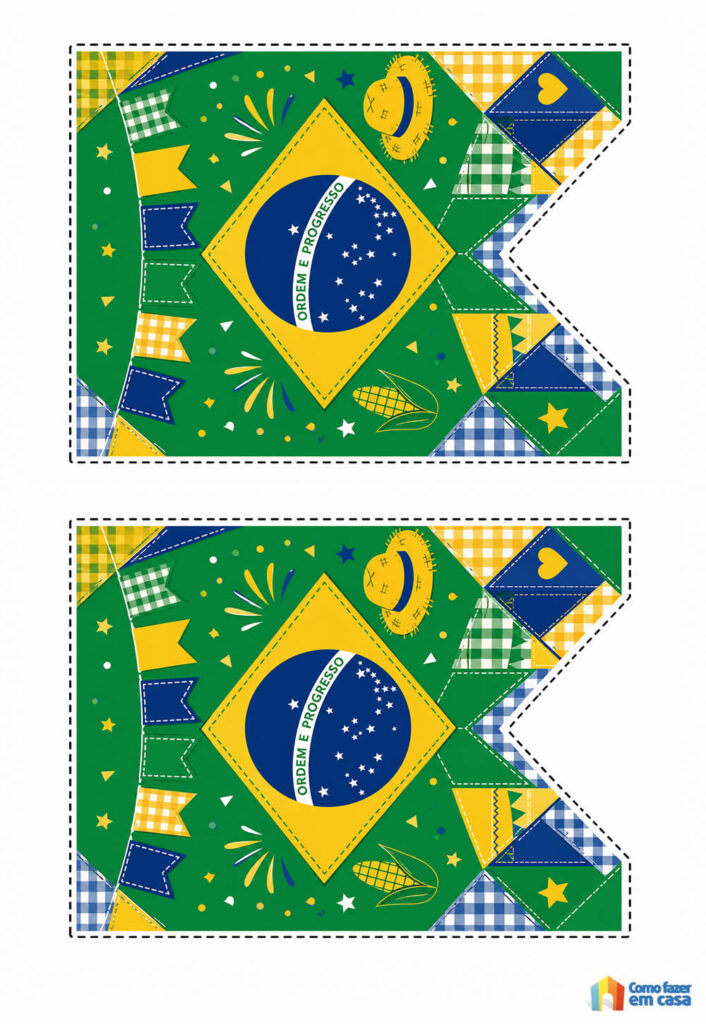 Moldes de Bandeirinha Junina para Copa do Mundo