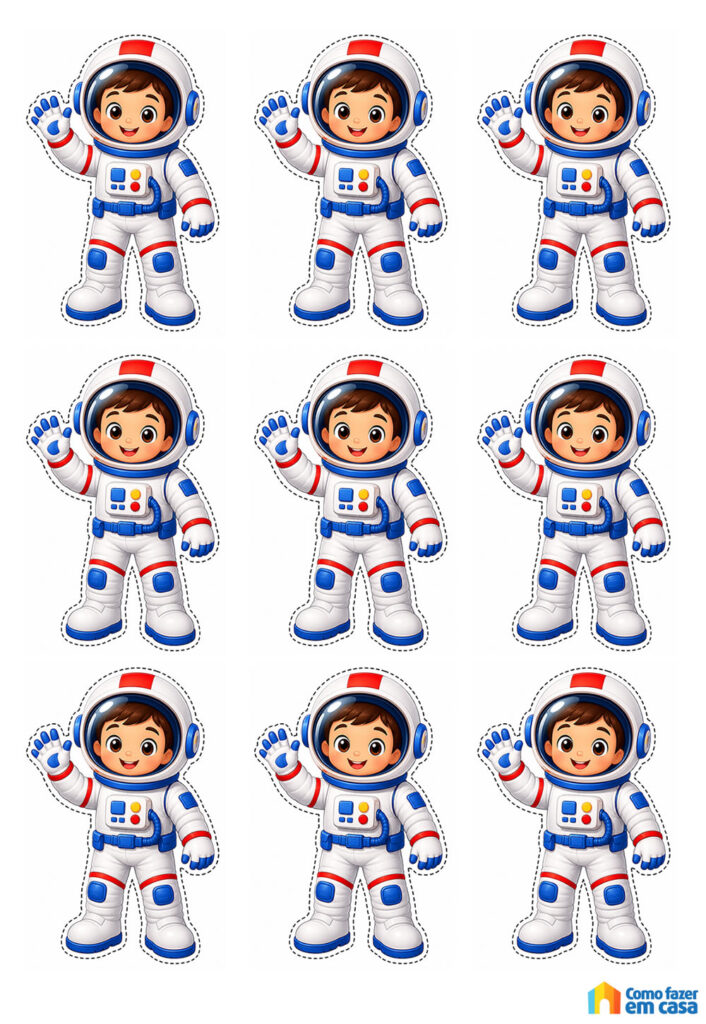 Molde de Astronautas para Imprimir e Recortar