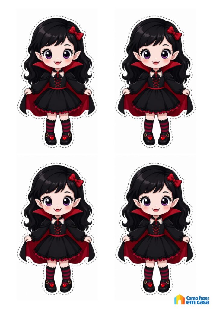 Moldes Pequenos de Vampira para Imprimir