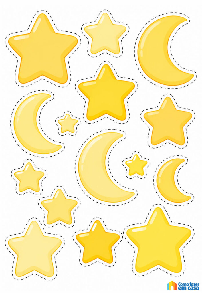 Moldes de Estrelas e Lua para Imprimir