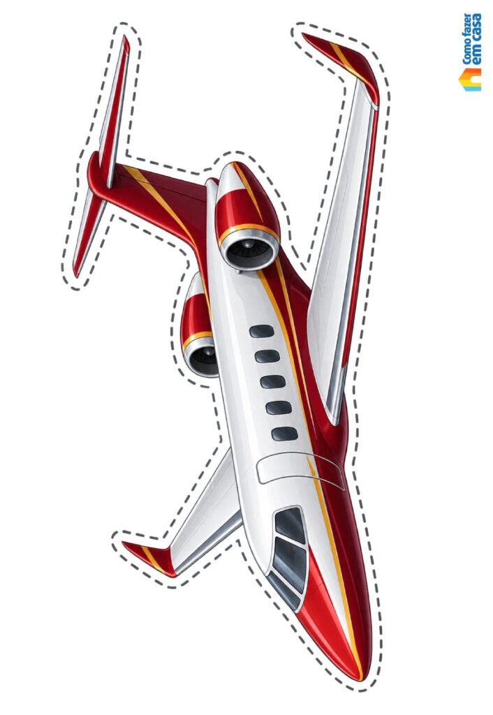 Molde Grande de Avião para Imprimir