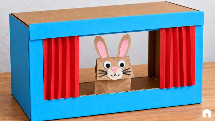 Teatrinho de Fantoches com Caixa de Papelão