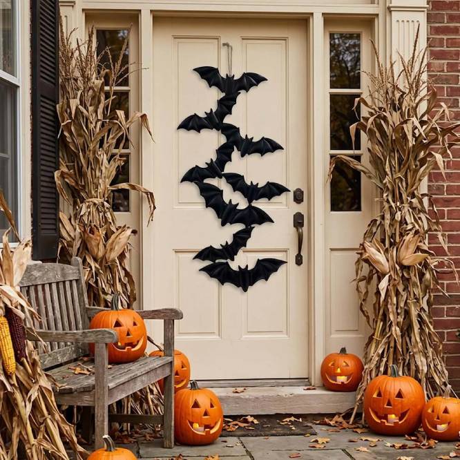 Decoração com Morcegos de Papel para Halloween