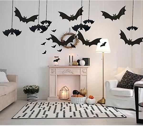 Decoração com Morcegos de Papel para Halloween