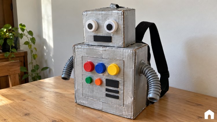 Mochila Maluca de Robô com Caixa de Papelão